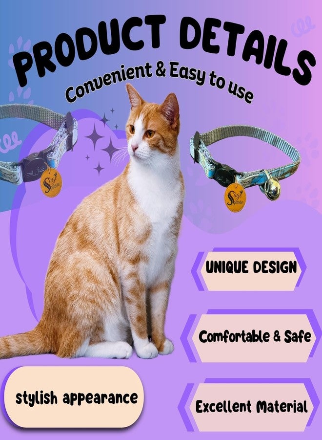 Sage Square Cat Face & Comfortable Cat Collar with Kitty Charm - Adjustable, Safe, Durable, Perfect for Kitten, Cat, Dog & Puppy, Quick-Release Buckle, Ideal for Training and Everyday Use - Image 3